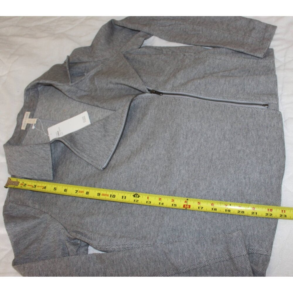 New w/Tags - Eileen Fisher Organic Cotton Herringbone Moto Jacket, Moon, Med - Picture 10 of 13